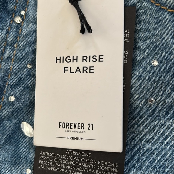 Forever 21 Blue Flare Jeans with Rhinestone Embellishments - Picture 2 of 5